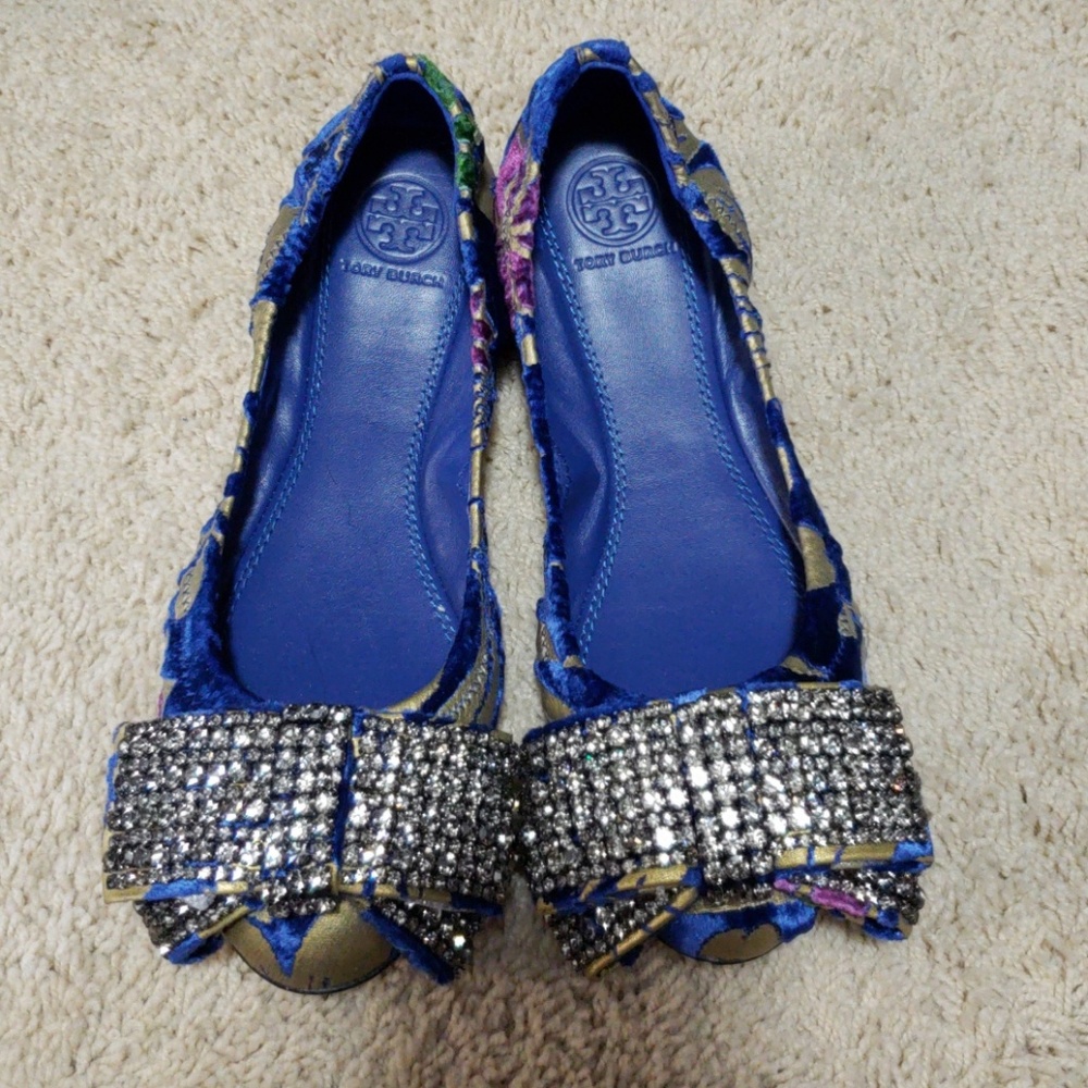 Tory Burch Viola velvet embroidered flat